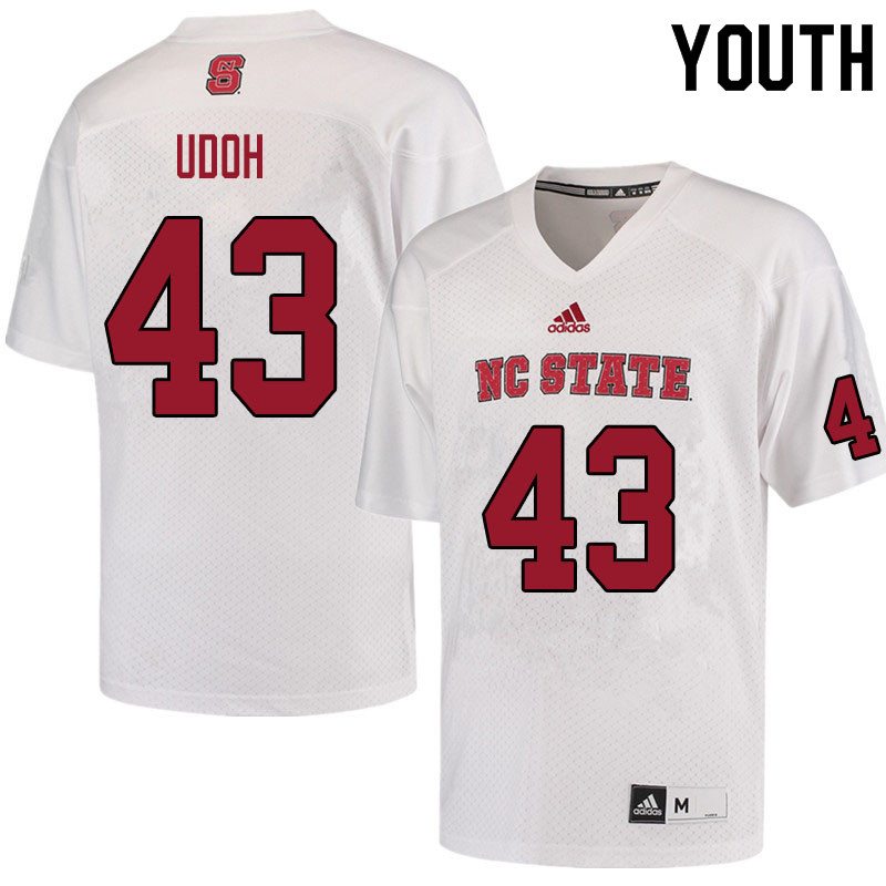 Youth #43 Ezemdi Udoh NC State Wolfpack College Football Jerseys Sale-White - Click Image to Close